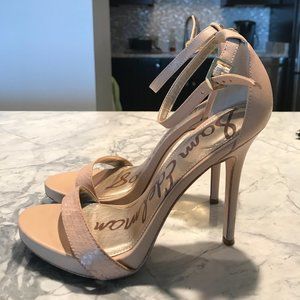 Sam Edelman Eleanor Nude Ankle Strap Sandals, Size 6.5